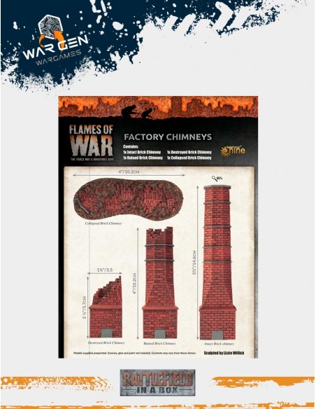 Flames of War - Brick Factory Chimneys 15mm (Prepintado)