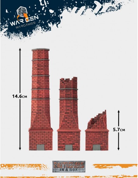 Flames of War - Brick Factory Chimneys 15mm (Prepintado)