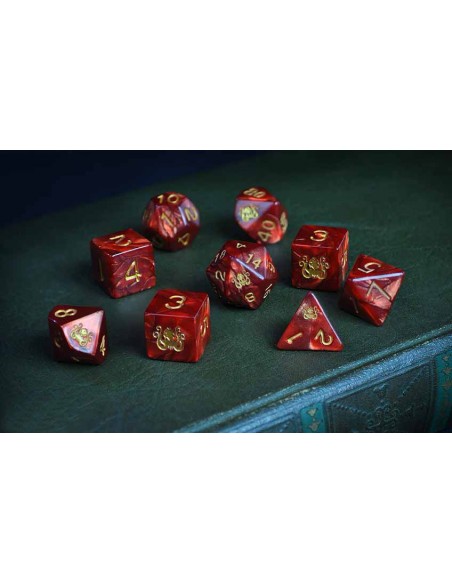 Elder Dice - The Brand of Cthulhu Dice - Red Polyhedral Set