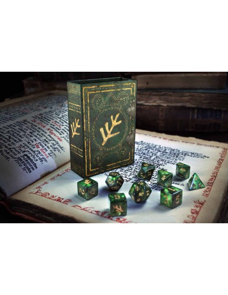 Set de dados Elder Dice - Lovecraft Elder Sign Dice - Green Polyhedral Set