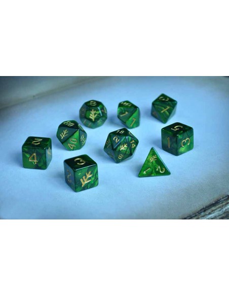 Set de dados Elder Dice - Lovecraft Elder Sign Dice - Green Polyhedral Set