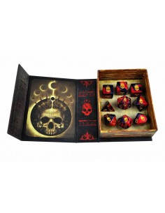 Set de dados Elder Dice - Mark of the Necronomicon Dice - Red and Inky Black Polyhedral Set