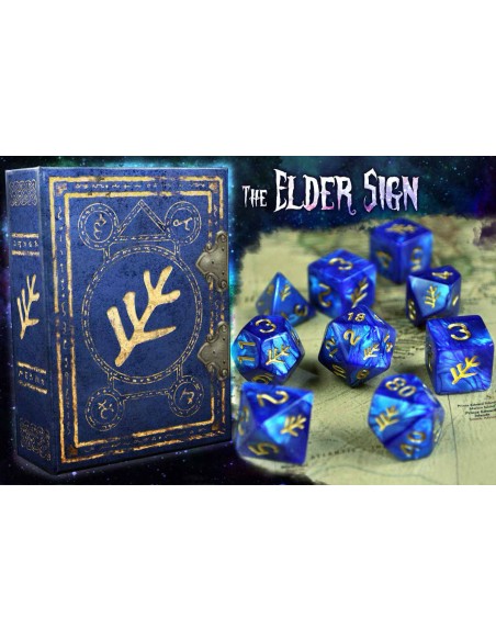 Set de dados Elder Dice - Lovecraft Elder Sign Dice - Blue Aether Set