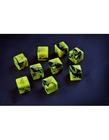 Elder Dice - The Yellow Sign d6 Dice - Burnt Bone and Tattered Yellow d6 set