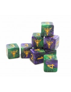 Elder Dice - The Yellow Sign d6 Dice - Purple and Green Masked d6 set 2