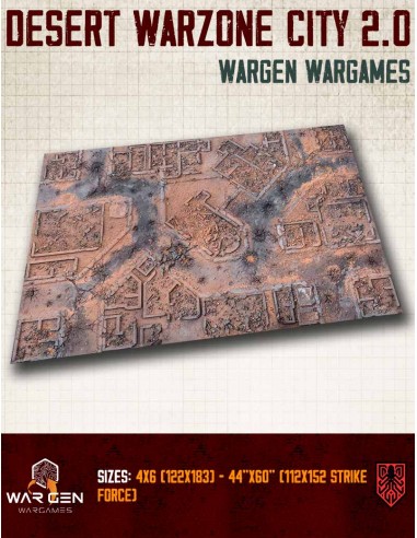 Kraken Wargames - Tapete de neopreno Desert Warzone City 2.0