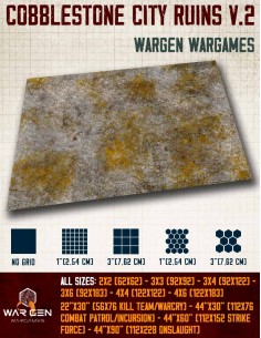 Cobblestone City Ruins v.2 - Wargames Gaming Mat