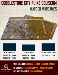 Cobblestone City Ruins Coliseum - Blood Bowl Compatible Gaming Mat